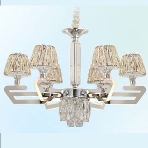 Đèn chùm trang trí cao cấp, kết hợp pha lê lấp lánh và chi tiết kim loại tinh xảo, mang lại vẻ đẹp hiện đại và sang trọng cho phòng khách, biệt thự hay sảnh lớn
