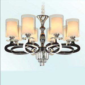 Đèn chùm trang trí cao cấp, kết hợp pha lê lấp lánh và chi tiết kim loại tinh xảo, mang lại vẻ đẹp hiện đại và sang trọng cho phòng khách, biệt thự hay sảnh lớn