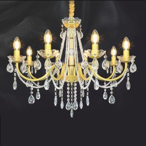 Đèn chùm trang trí cao cấp, kết hợp pha lê lấp lánh và chi tiết kim loại tinh xảo, mang lại vẻ đẹp hiện đại và sang trọng cho phòng khách, biệt thự hay sảnh lớn