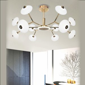 Đèn chùm trang trí cao cấp, kết hợp pha lê lấp lánh và chi tiết kim loại tinh xảo, mang lại vẻ đẹp hiện đại và sang trọng cho phòng khách, biệt thự hay sảnh lớn