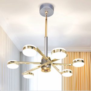 Đèn chùm trang trí cao cấp, kết hợp pha lê lấp lánh và chi tiết kim loại tinh xảo, mang lại vẻ đẹp hiện đại và sang trọng cho phòng khách, biệt thự hay sảnh lớn